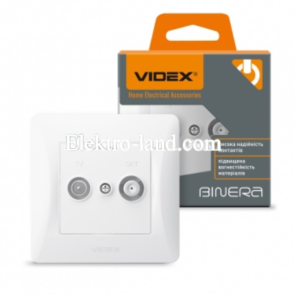 Розетка TV+SAT телевизионная концевая белая Videx Binera 